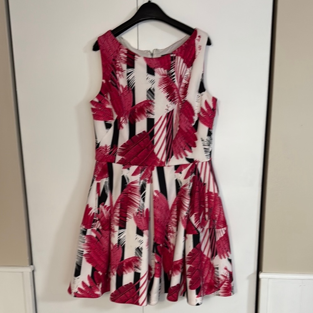 Taylor Pink and Red Pleated Mini Dress